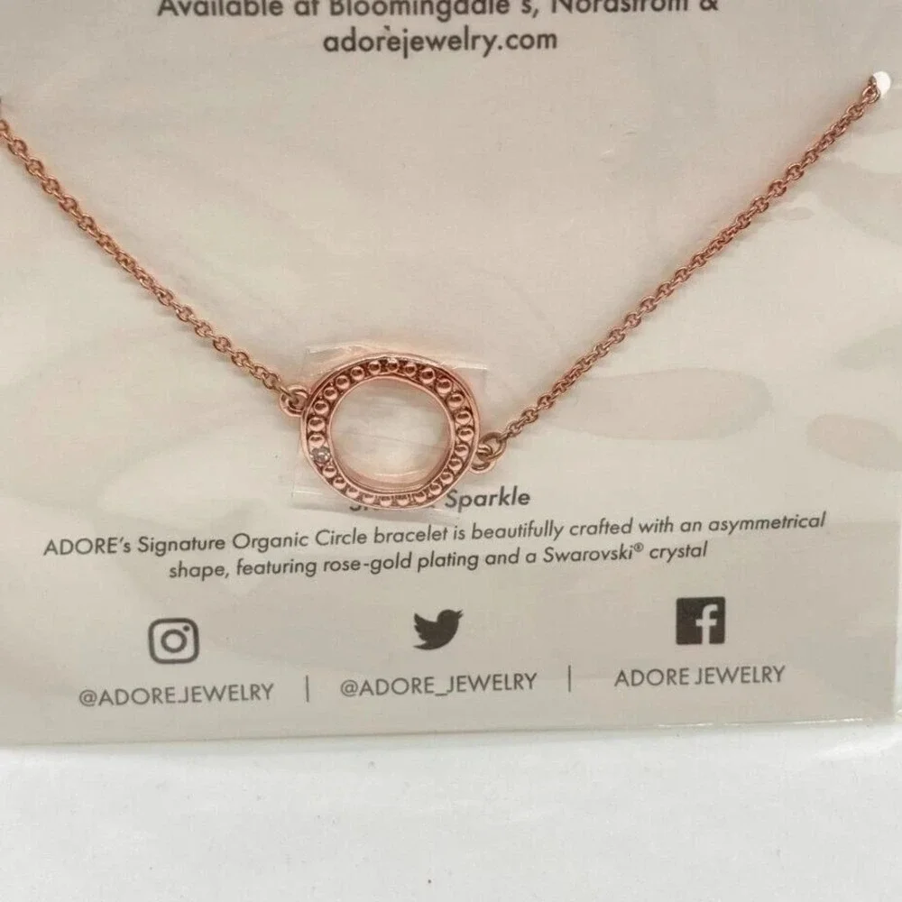 ADORE Swarovski Crystals Rose Gold Plated Organic Circle‎ Charm Bracelet